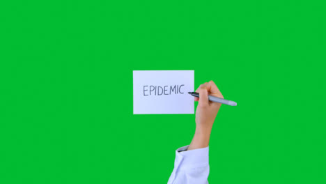 Arzt-Schreibt-Epidemie-Auf-Papier-Mit-Grünem-Bildschirm-02